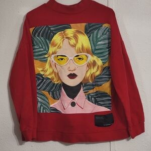 Zara Bijou Karman Graphic Crewneck Sweatshirt Size Large